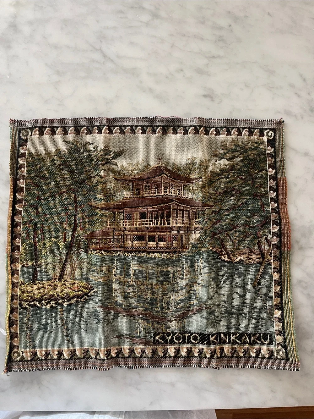 Kyoto Kinkaku Tapestry Wall Hanging - Green, Brown, Blue